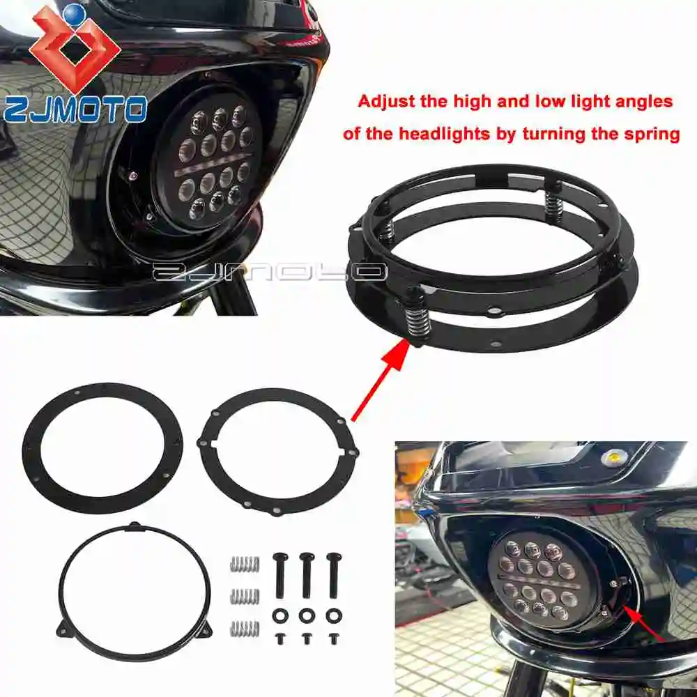 5.75 بوصة LED المصباح ث/قابل للتعديل زاوية جبل مجموعة مستديرة ل هارلي سوفتيل منخفضة رايدر ST FXLRST 22-25 EI Diablo FXRST 2022-24 #5