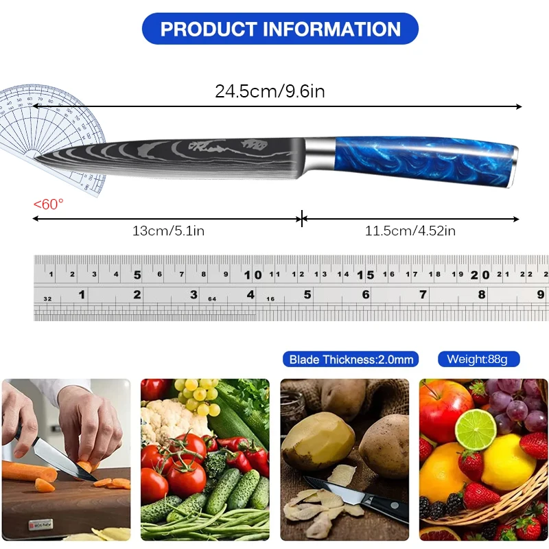 Kitchen Meat Fruit Knife 7Cr17Mov Stainless Steel Chef Utility Fish Knife Professional Butcher Cleaver Boning Knife Resin Handle