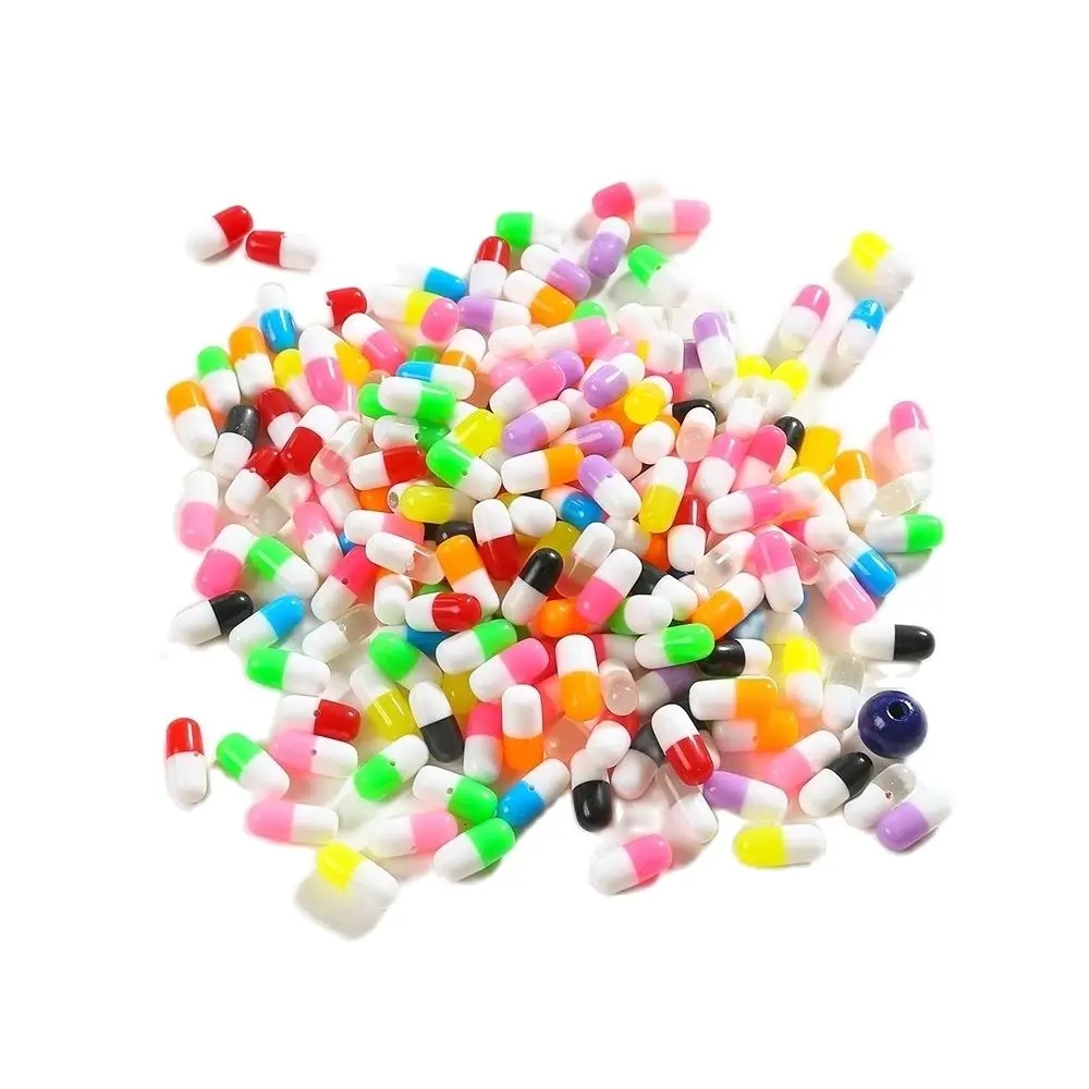 50PCS/100PCS 12x5.5mm Multi color Pill Resin Beads with Half Holes for DIY Earring Jewelry Production