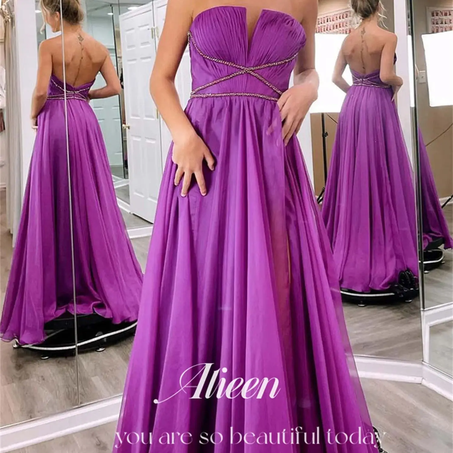 

Aileen Chiffon Purple Customized A-line Women's Dress Long Dresses for Special Occasions Robe Soiree Evening Gown Elegant Gowns