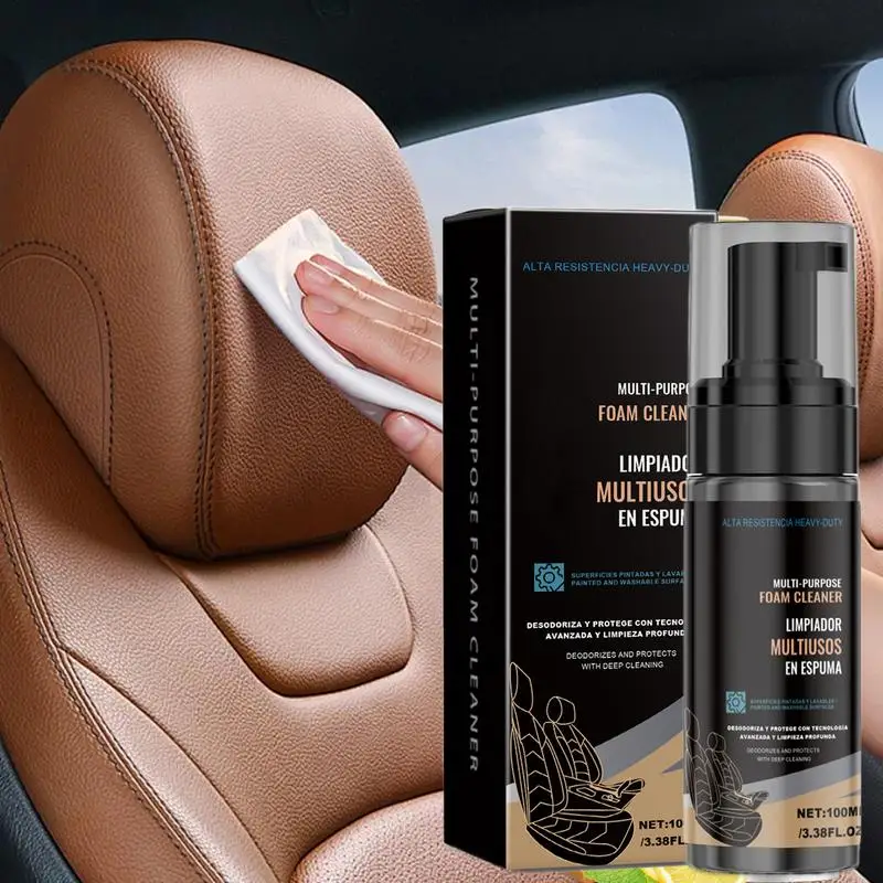 

Многоцелевой пенный очиститель для салона автомобиля и пены для чистки сидений, 100 мл, мощный многофункциональный очиститель жира и грязи, эффективное удаление