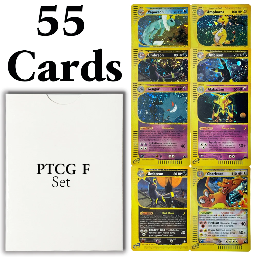 55PCS/Set PKM PTCG-F Whole Set Umbreon Charizard Alakazam Gengar Vaporeon Ampharos Toys gifts game cards complete collection