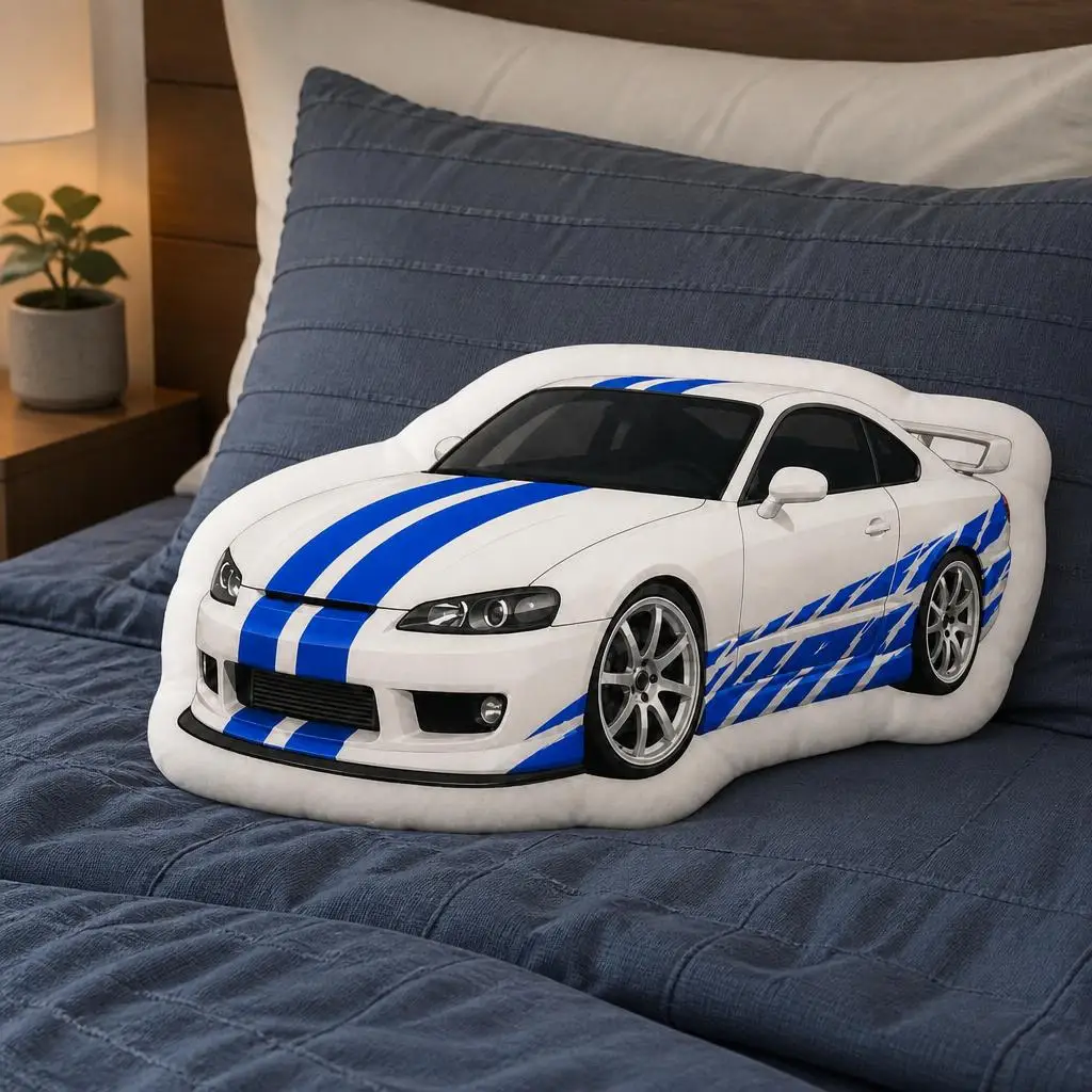 Street Racer Coupe Racing Car Plush Pillow Cushion Funny Stuffed Throw Pillow Home Decor Gift Sofa Car Modification Repair Shops