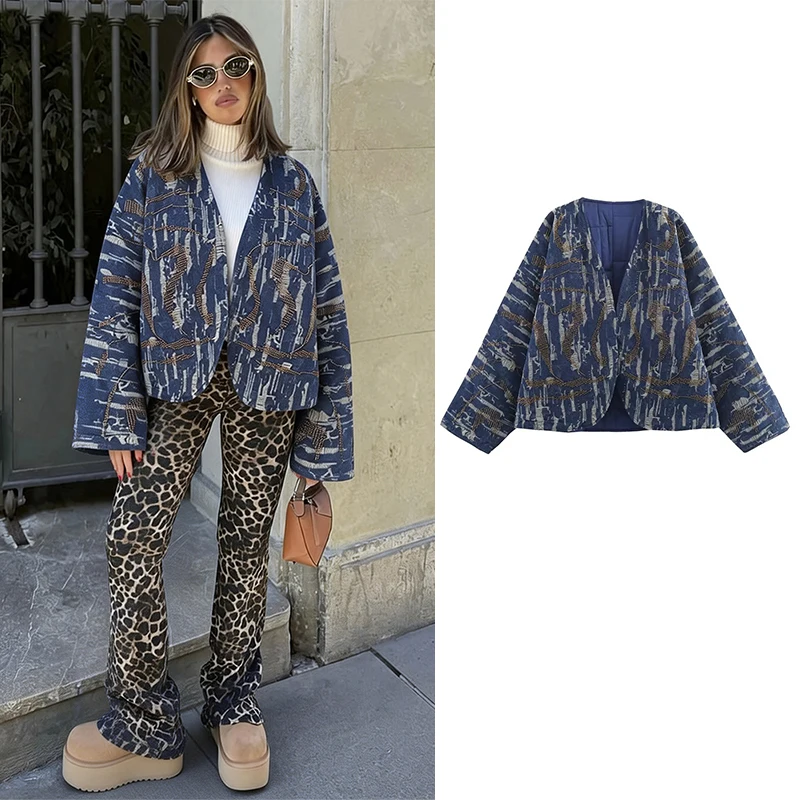 

Women Winter Bead Embroidery Jacket 2026 Spring New Women Fashion Long Sleeve Parka Coat Women Elegant Warmth Leisure Coats