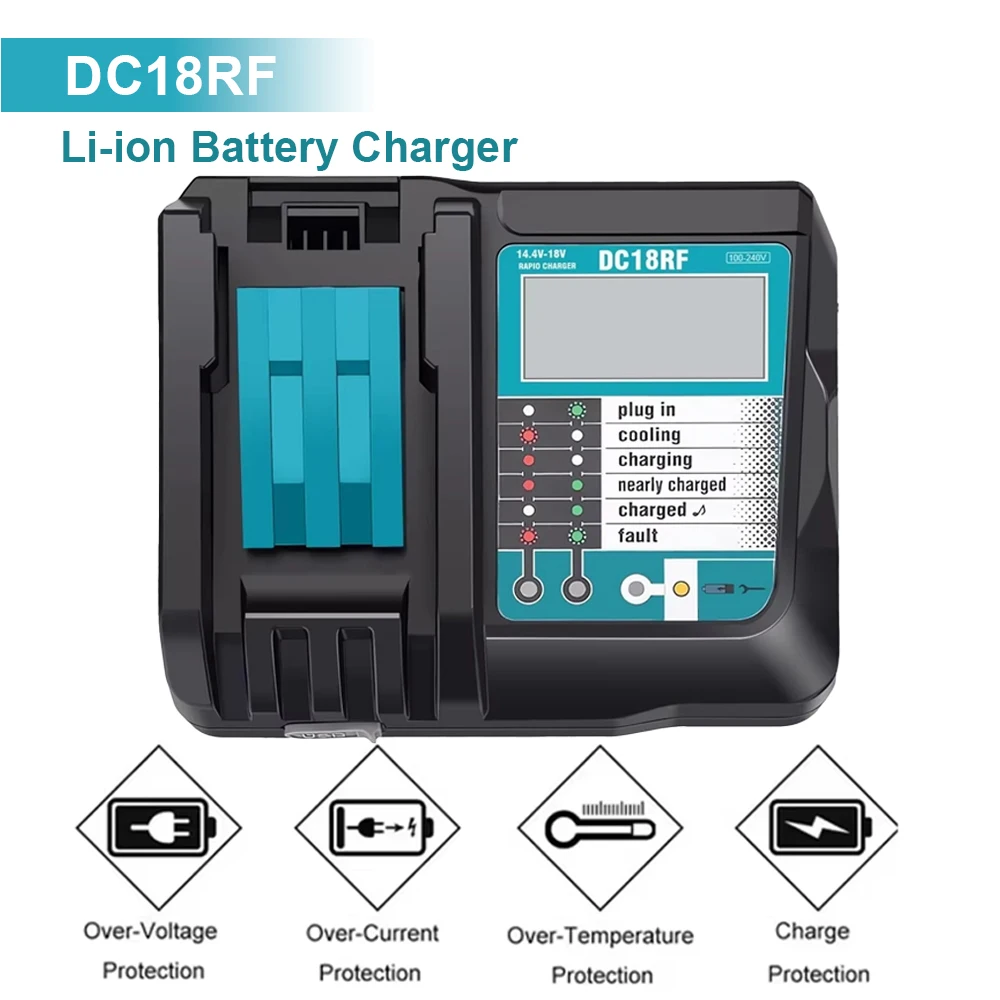 

Зарядное устройство для литий-ионного аккумулятора DC18RF, ток зарядки 3,5 А для электроинструмента Makita 14,4 В 18 В BL1830 Bl1430 DC18RC DC18RA с USB