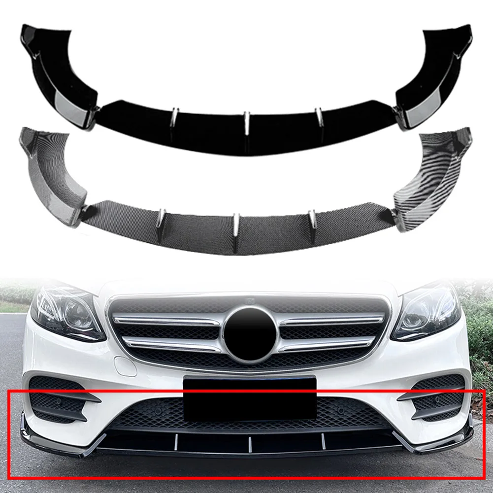 Car Front Bumper Lip Splitter Spoiler Body Kit For Mercedes Benz E Class W213 E260 E300 E43 E63 AMG 2016 2017 2018 2019 2020