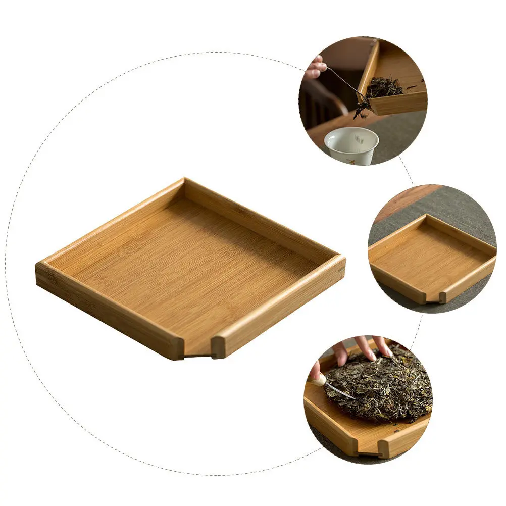 

Bamboo Tea-Leaf Tray Vintage Style Smooth Surface Teaware Holder Decorative Tea Tray for Home and Tearoom
