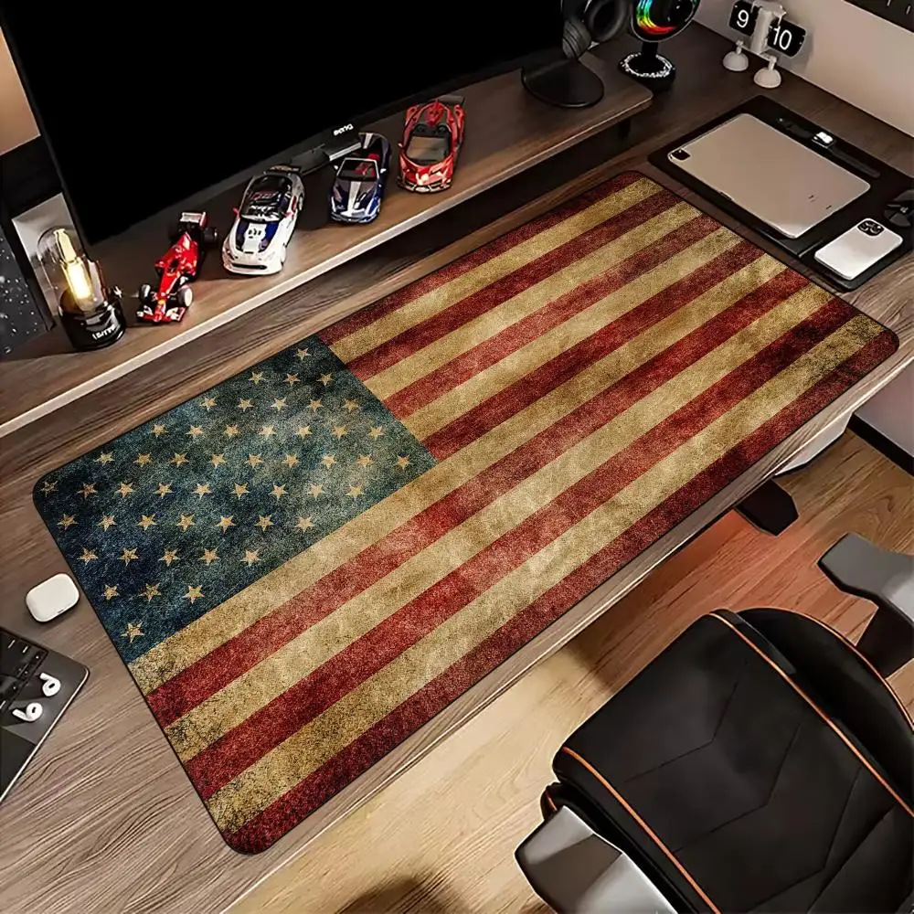 

Retro national flag design Mouse Pad non-Slip rubber base Desk Mat with Stitched Edges pc accessories Gaming mat Extended pad