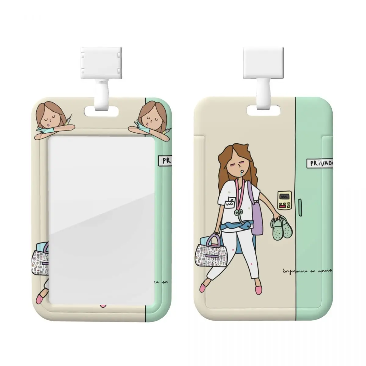 의사 간호사 병원 ID 배지 홀더, 귀여운 엔페르메라 엔푸로스 랜야드 액세서리, ID 카드홀더 거치대, 여성 직장 인증 케이스