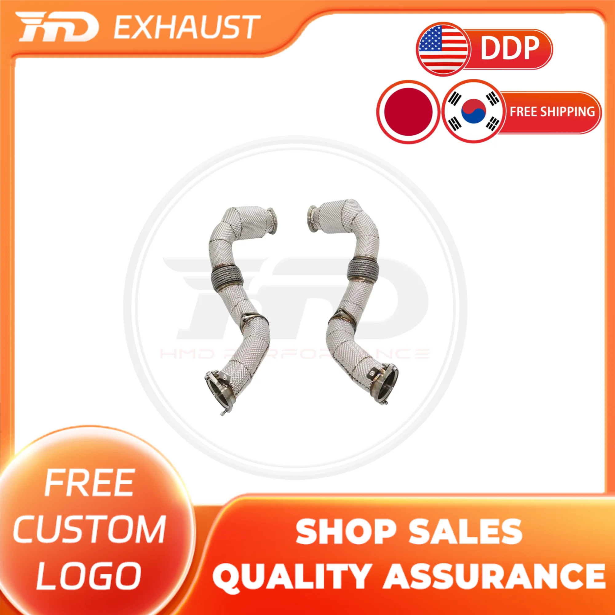 

HMD Hot sale Exhaust System High Flow Downpipe for BMW X5M X6M F95 F96 LCI S68 M5 G90 Engine 4.4T 2024+ With Heat Shield Pipe