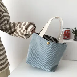 Lunchtas Corduroy Canvas Lunchbox Trekkoord Picknick Tote Eco Katoenen Doek Kleine Handtas Diner Container Voedsel Opbergzakken