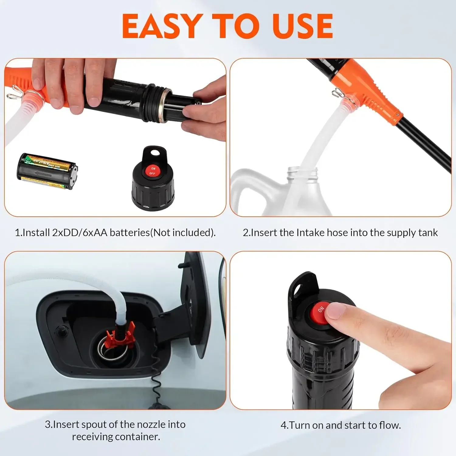 EAFC Car Transfer Pump Battery Powered Fuel Oil Pump Control Nozzle Portable Handheld Liquid Transfer Pump For Gas Diesel Pump