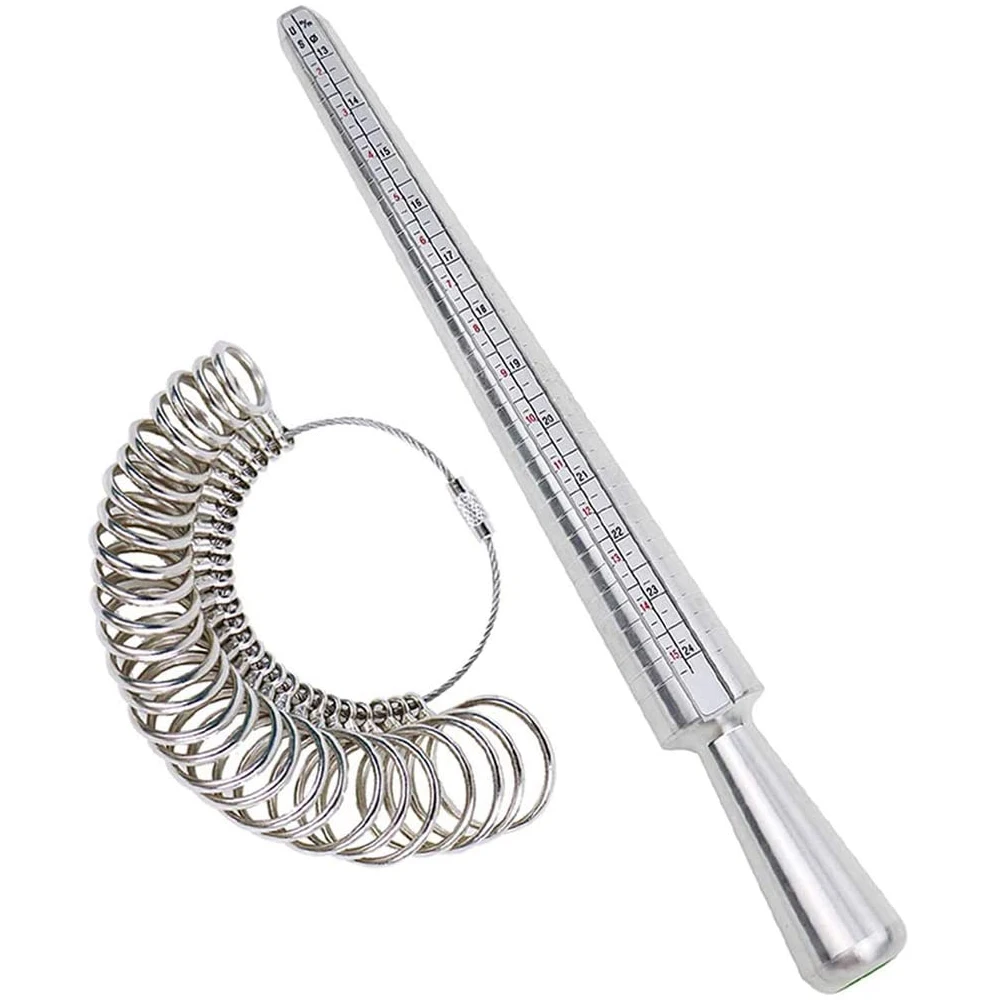 

Ring Sizer Gauge Set Metal Ring Mandrel Measure Ring Size Tool US Size 1-13 Jewelry Making Tools Finger Sizers Kit of 27 Pieces