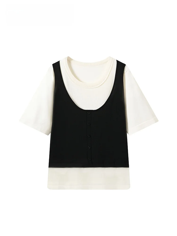 

Summer New plus Size Women's T-shirt Short Sleeve Casual Fashionable Versatile round Neck Loose Fit Single Piece Korean Style