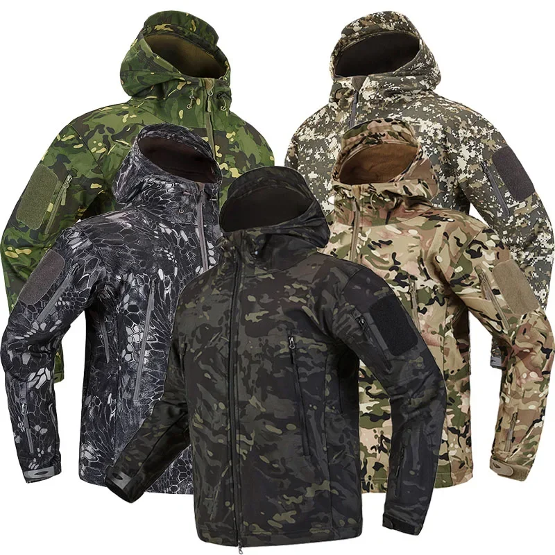 Chaquetas de senderismo para hombre, ropa táctica de lana de camuflaje, cortavientos de otoño, 2024