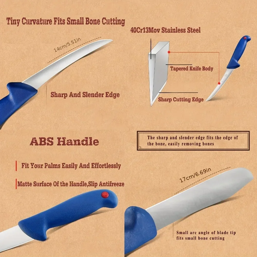 Super Sharp Boning Knives Super Sharp Boning Knives Set | Flexible Curved Blade Chop Vegetables Cleaver Meat Kitchen Chef Knives - view 3
