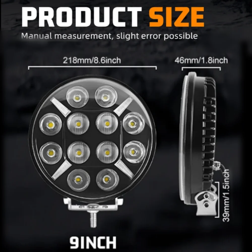 7" 9" Round LED Work Light Spotlight 12V 24V DRL Headlight For Car Motorcycle Truck OFF-Road SUV 4x4 LED Driving Fog Headlights