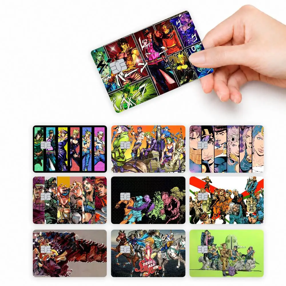 Anime Jojo Bizarre Adventure  4pcs Credit Card Skin Stickers Suitable for Bank Debit Subway Bus Transit Pass Decorative Cover
