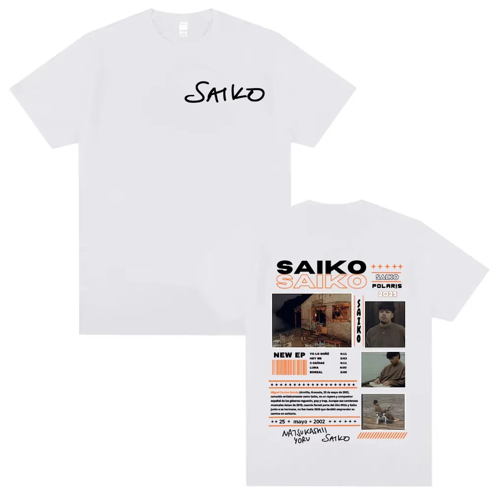 

Men's Clothing Oversized T Shirt Vintage Hip Hop Comfort Cotton T-shirt Tops Rapper SAIKO POLARIS Album Tour 2025 Merch T-shirts