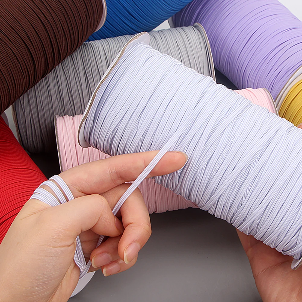 10m 3mm Multicolor Polyester Latex Flat Elastic Band DIY Sewing Clothing Bags Trouser Elastic Webbing Rubber Band Stretch String