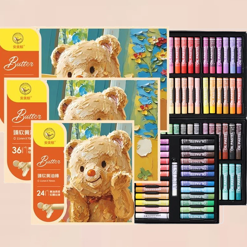 

24/36/48pc Oil Paint Sticks with Butter-Level Silkiness Painting/Staining/Scraping Soft Pastel Chalk Ideal for Paper/Canvas/Wood