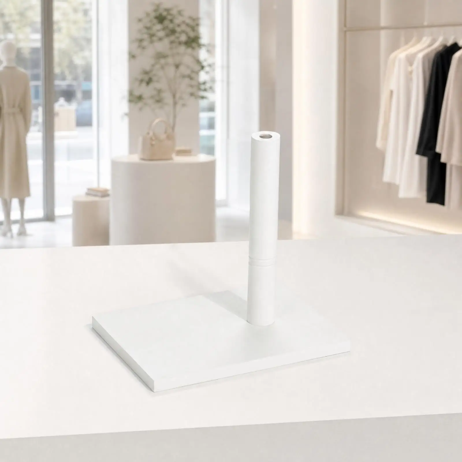 Wooden Display Stand with Cylindrical Post Strong Wooden Display Stand with Square Base Stable for Retail Store Owners,
