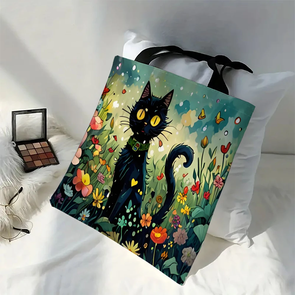1 Stück süße Cartoon-Katze-Umhängetaschen, lustiges Tier, die Sternennacht, Umhängetaschen, lässige modische Tasche, multifunktionale Handtasche – Detail 7