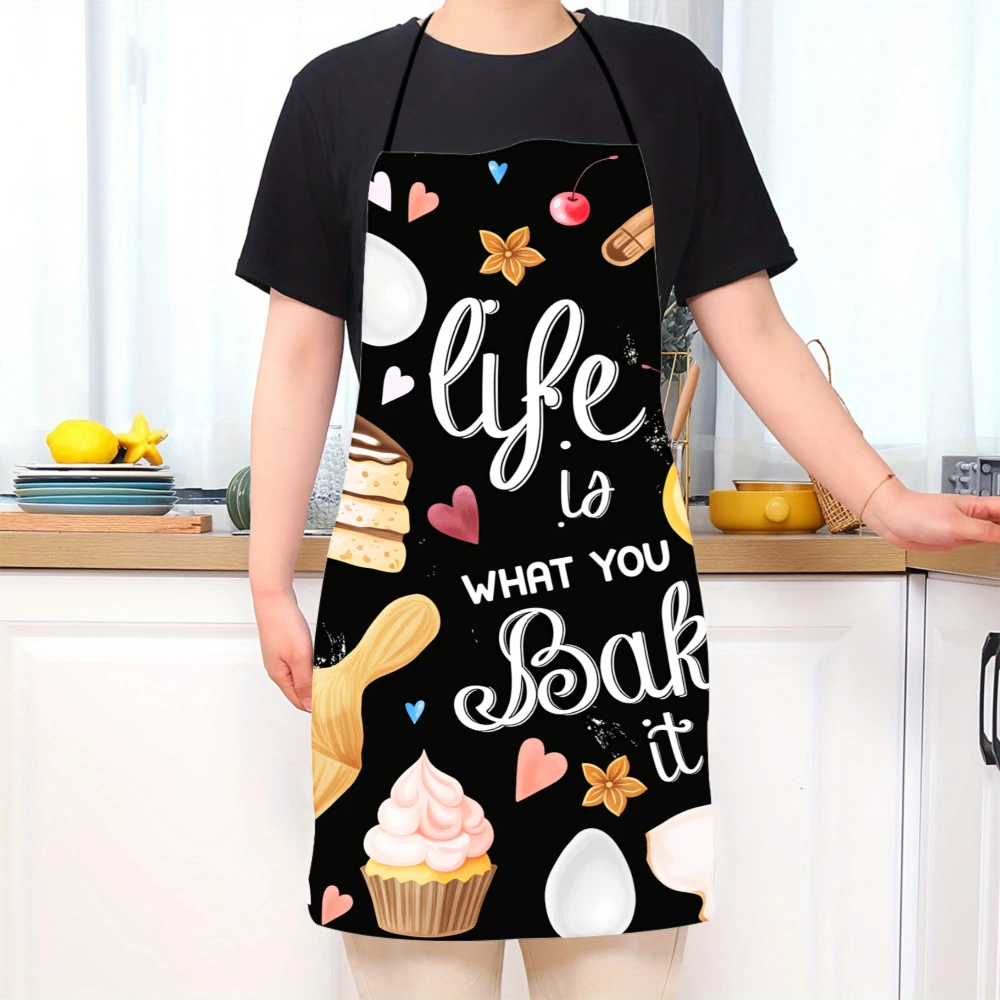 Life Is What You Bake It Apron With Cake Cupcake Egg And Baking Tools Design For Cooking And Baking Enthusiasts