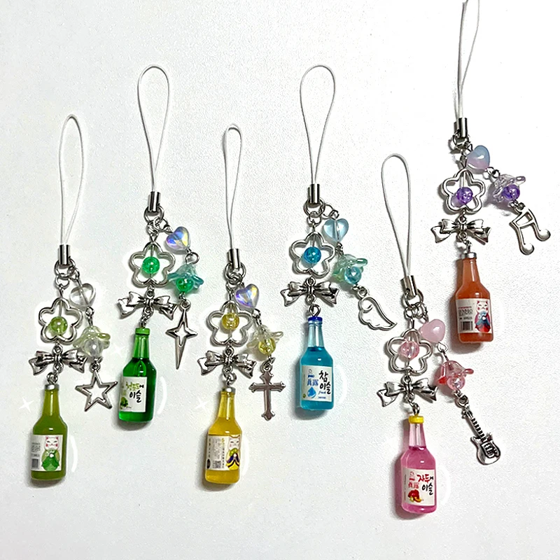 Y2K Soju-abalorio para teléfono hecho a mano, regalo único para niñas, 1 pieza