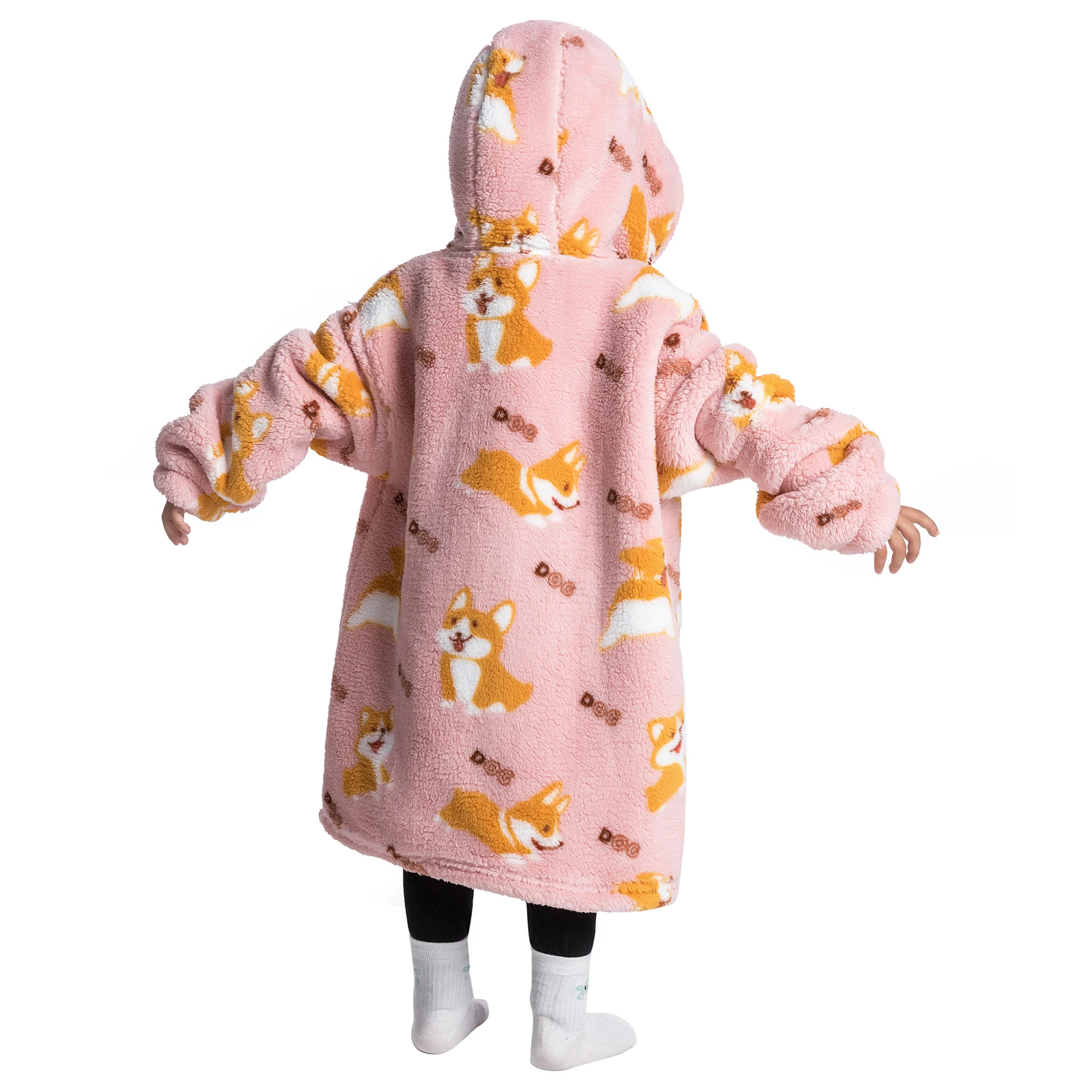 Blanket Hoodied Sherpa Fleece Oversized Wearable Blanket Warm Thick Big Hooded Sweatshirt Blanket for Women Adults Teens Kids