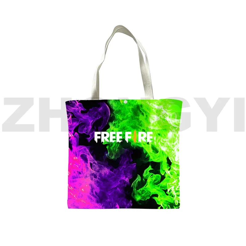 Funny Game Free Fire Garena 3D Shopping Bag Large Tote Bag Free Fire Anime Canvas Bag Reusable Supermarket Bag Women Hand Bag