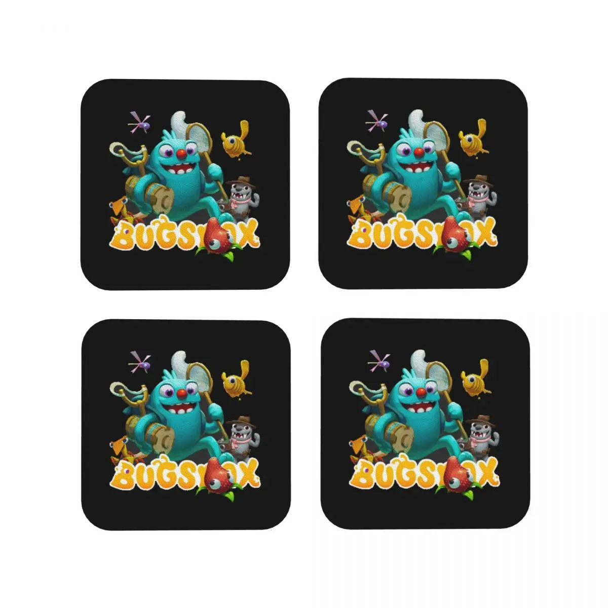 Bugsnax Coasters Kitchen Placemats Waterproof Insulation Cup Coffee Mats For Decor Home Tableware Pads Set of 4