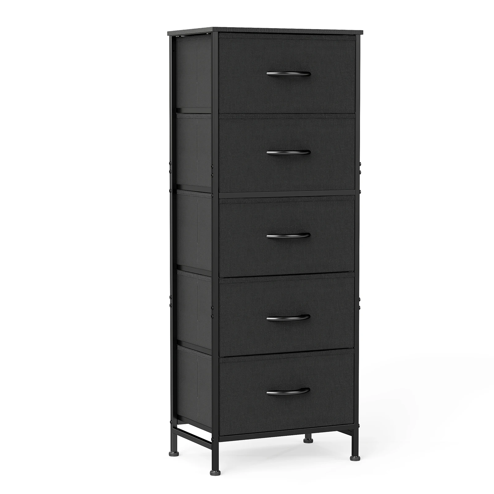 JHK 48IN Dresser For Bedroom With 5 Fabric Drawers Nightstand Wardrobe Steel Frame Closet For Clothes Storage Cabinet Furniture 8