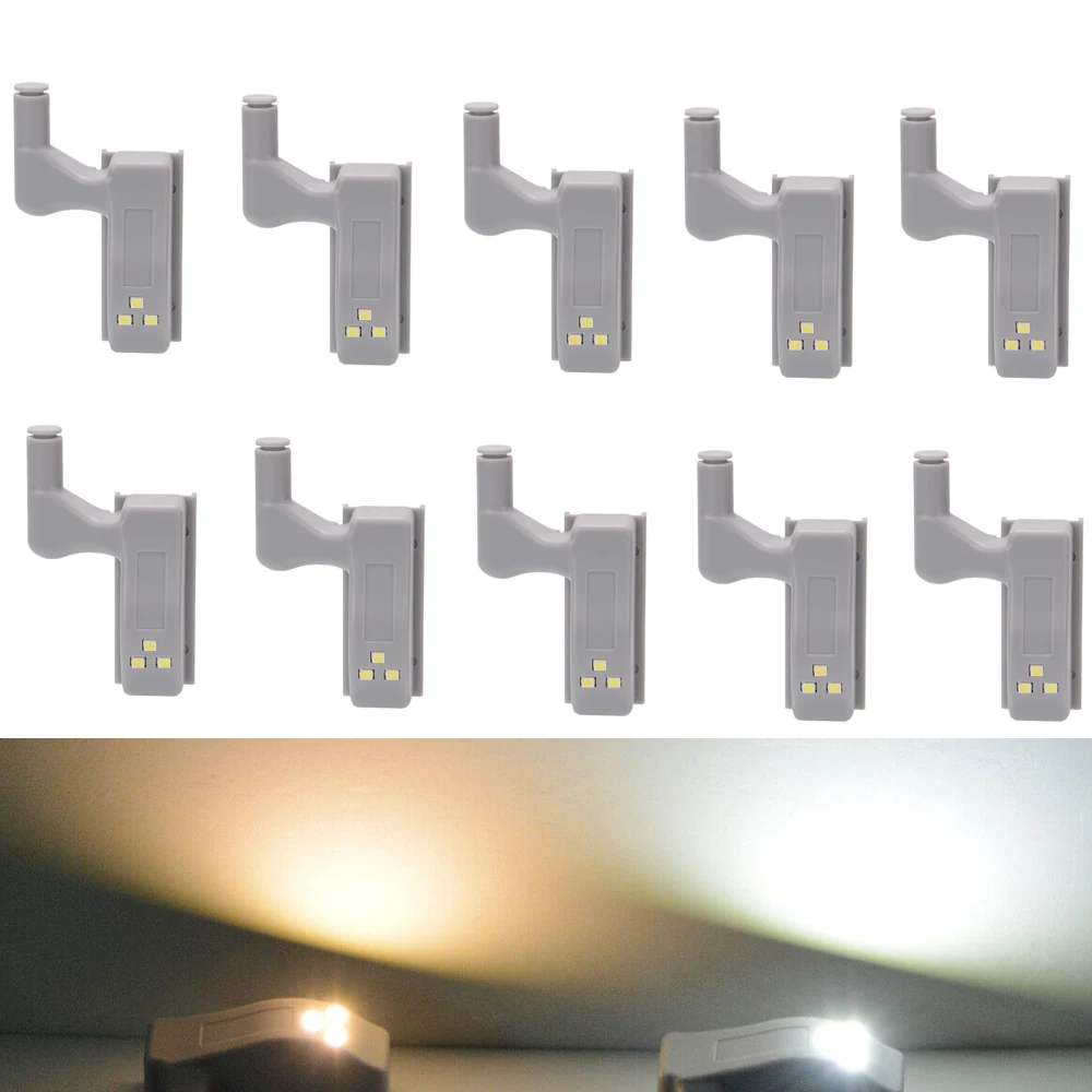 10X Universal LED Under Cabinet Light Wardrobe Closet Inner Hinge Night Light Lamp For Cupboard Closet Kitchen Bedroom Door Lamp