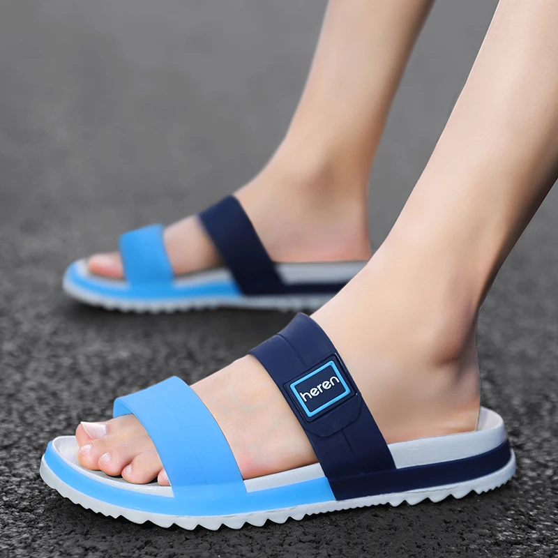 Men Fashion Soft Sole Eva Indoor Slides Thick Platform Bathroom Home Slippers Man Sandals 2023 Summer Non-Slip Flip Flops