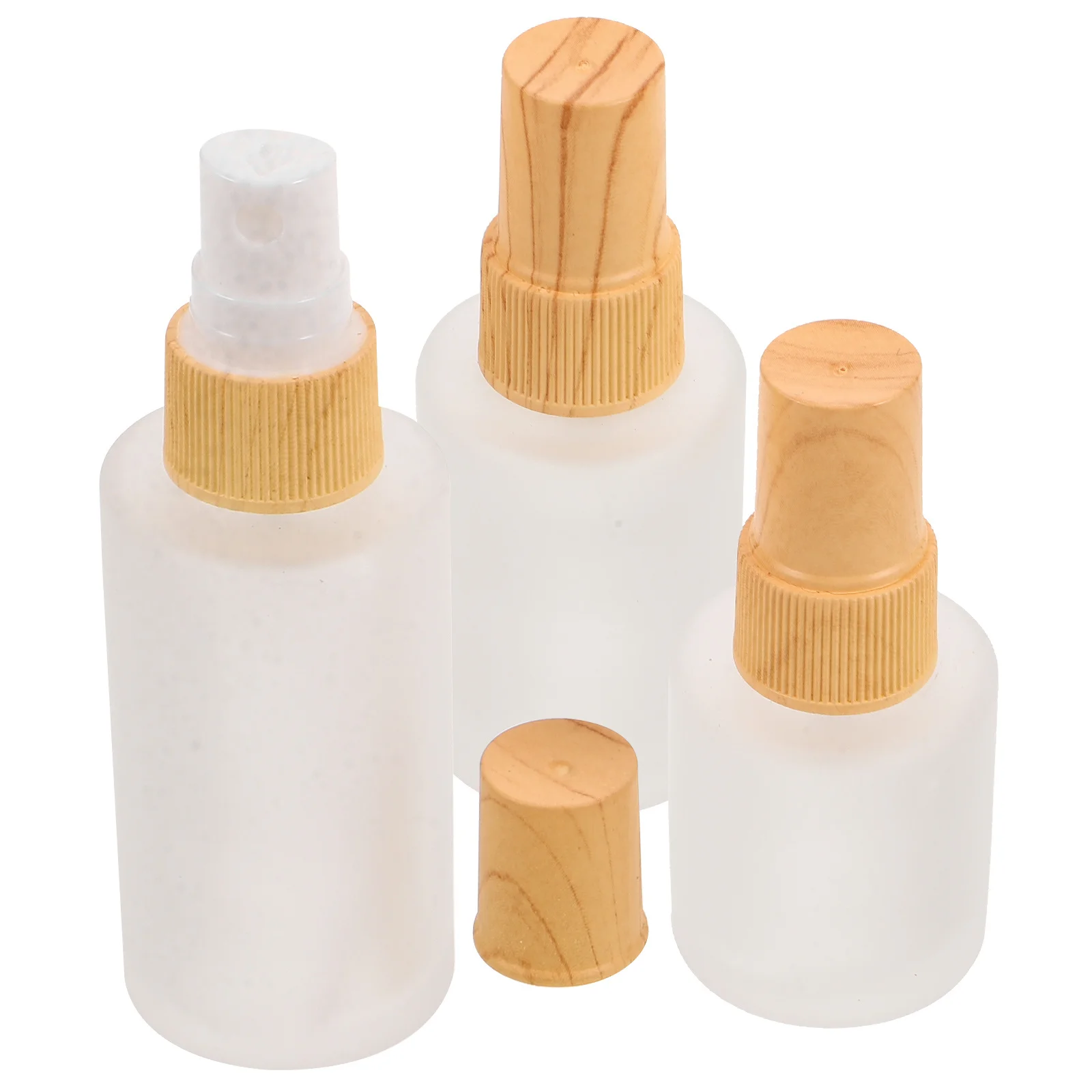 3 قطعة زجاجات رذاذ فارغة مع غطاء الحبوب الخشبية زجاج بلوري 20 مللي 30 مللي 40 مللي موزع رذاذ ناعم لحبر العطور والعناية بالبشرة والسفر #1