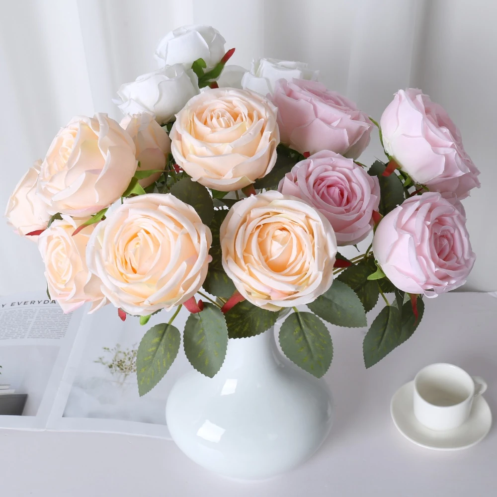 

1 Bouquet 43cm 7 HeadsRose Silk Peony Artificial Flower Bud Wedding Brides Home Decoration Artificial Flower For Home Decoration