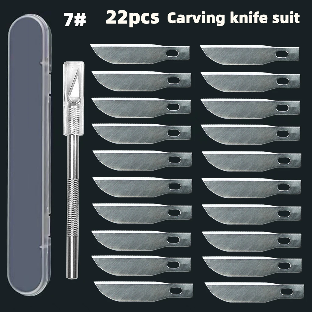 NO.7 Carving knife 22pcs Paper Cuttings special knife Cutter Knife Tool Hand Account Penknife Rubber Stamp Wood Craft  Knife