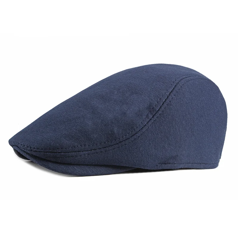 

Spring Autumn Men Women Unisex Beret Minimalist Plain Peaked Cap Solid Color Knit Forward Cap British Vintage Hat