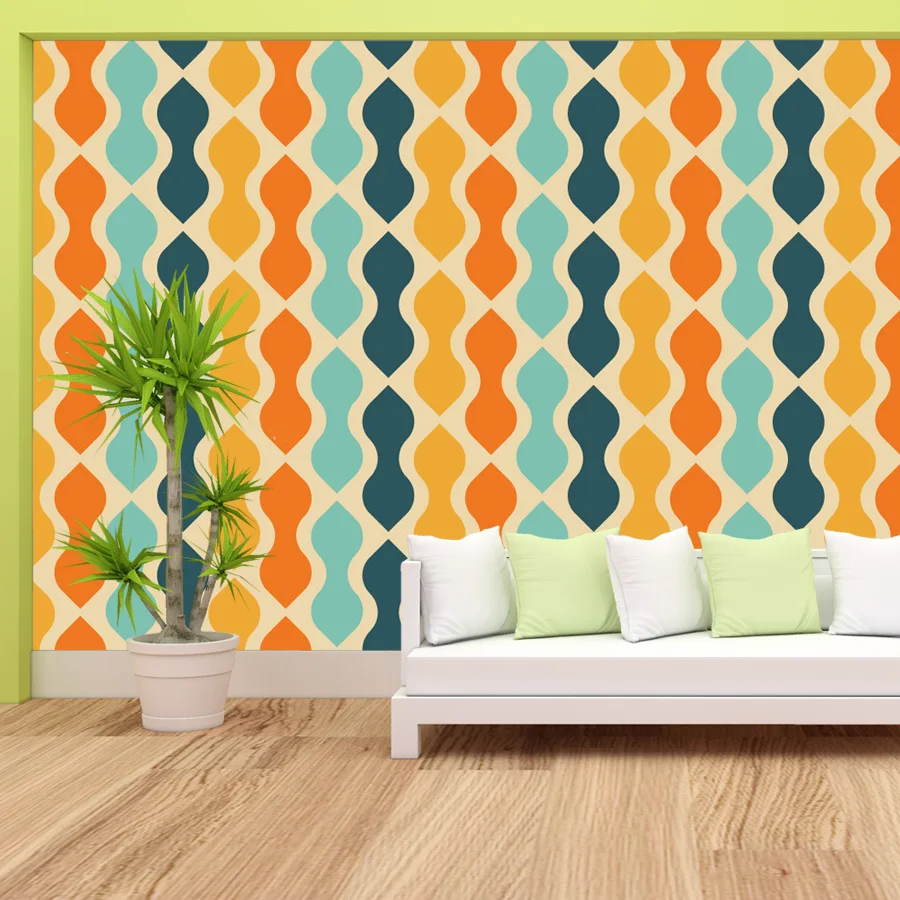 15+ Retro Geometry Rainbow Line Self Adhesive Wallpaper for Living Room Home Decor Office Bed Abstract Renovation Wall Art Mural