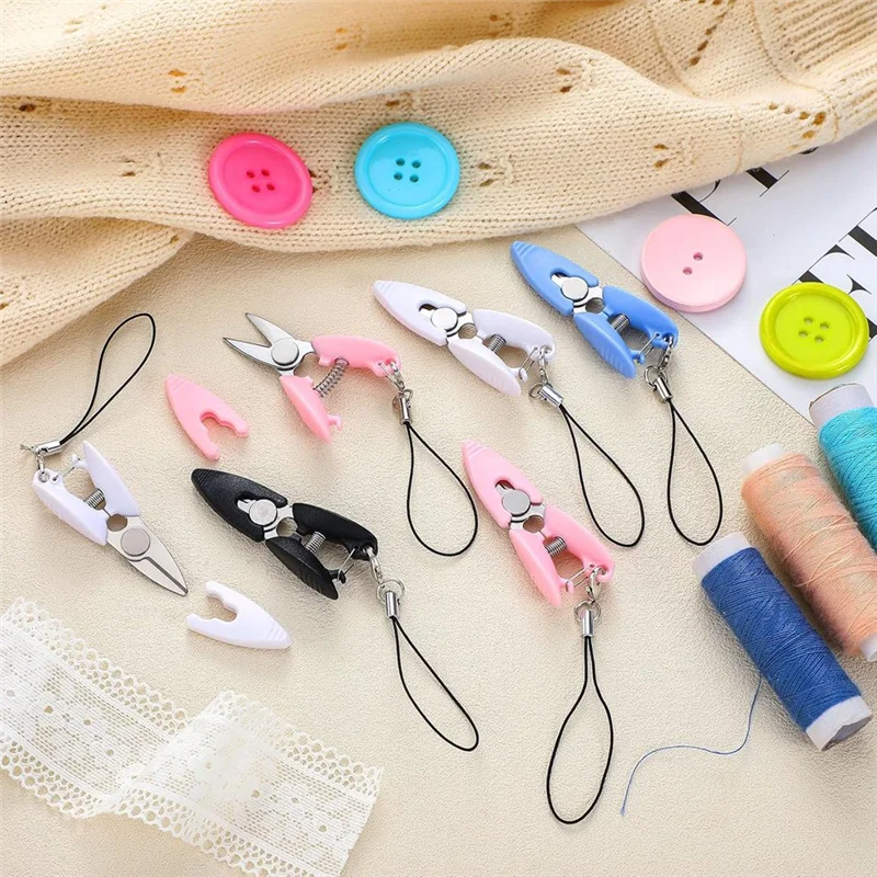 

ABZV-6 Pcs Mini Small Scissors Keychain Set With Cover Travel-Sized Portable Snips For Travel, Sewing, Crafts And Yarn