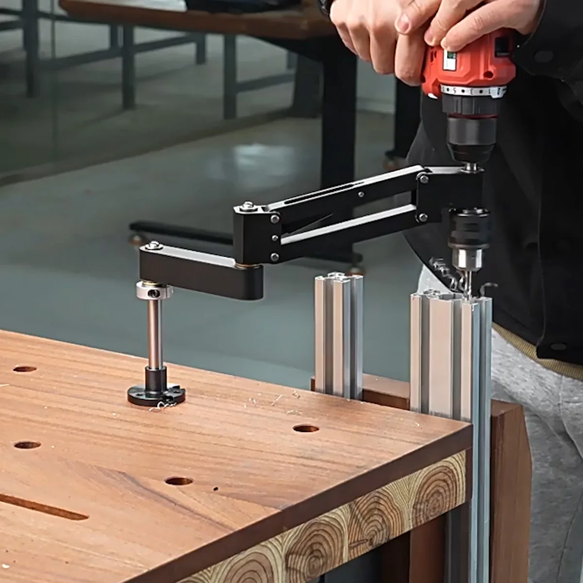 Woodworking Tapping Cantilever Bracket, CNC Aluminum Alloy Vertical Horizontal Tapping Machine Bracket Hand Tool