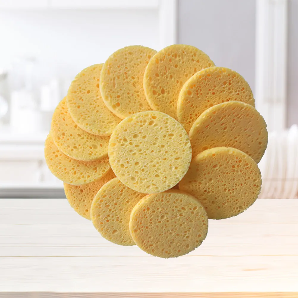50Pcs Compressed Cellulose Cleansing Sponge Facial Washing Sponge Gentle Exfoliator for Pore Detox Oil Free Brighter Smoother