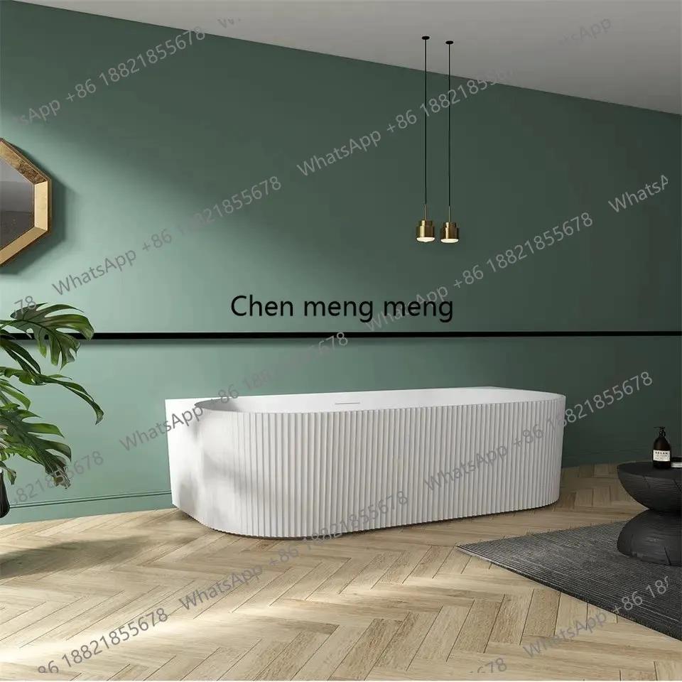 Special for hotels and guesthouses, straight-sided, striped skirt bathtub, freestanding light-luxury style acrylic tub