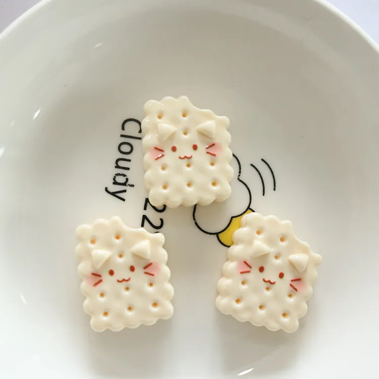10pcs Shiny Cat Biscuits Flat Back Charms for DIY Jewellery Making