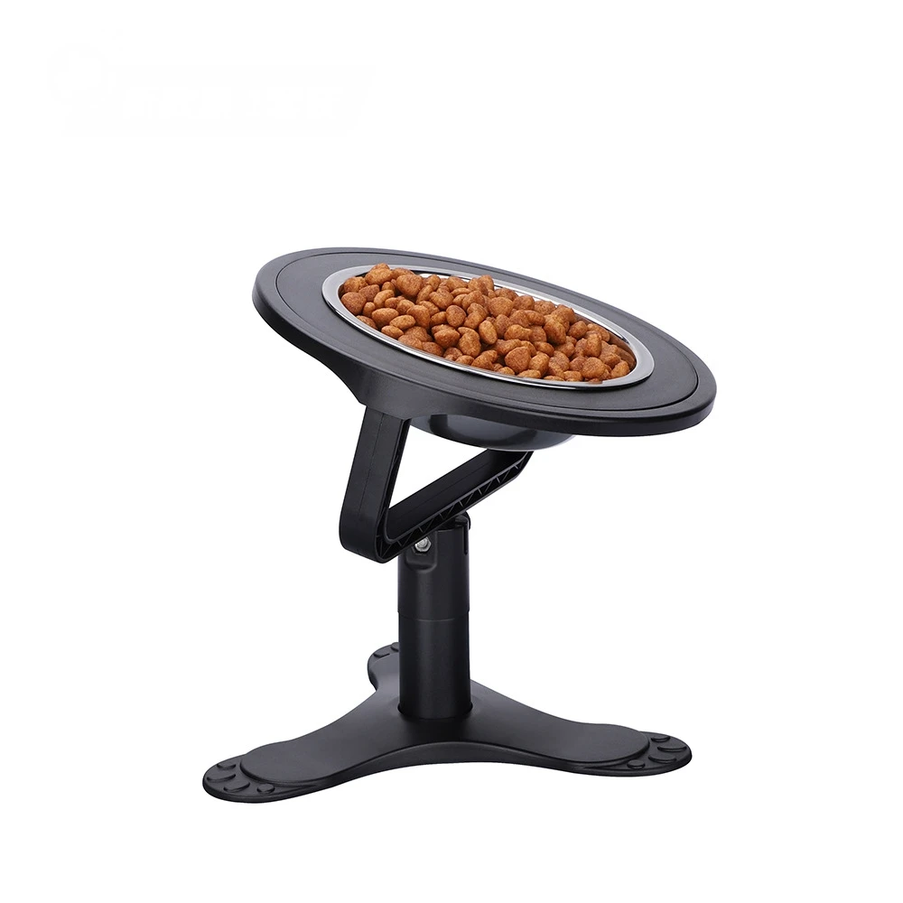 

Raised Cat Bowl Elevated for Indoor Cats with Height-Adjustable Stand Non-Slip Stainless Steel Bowl 15° Tilted Kitten Food Bowl