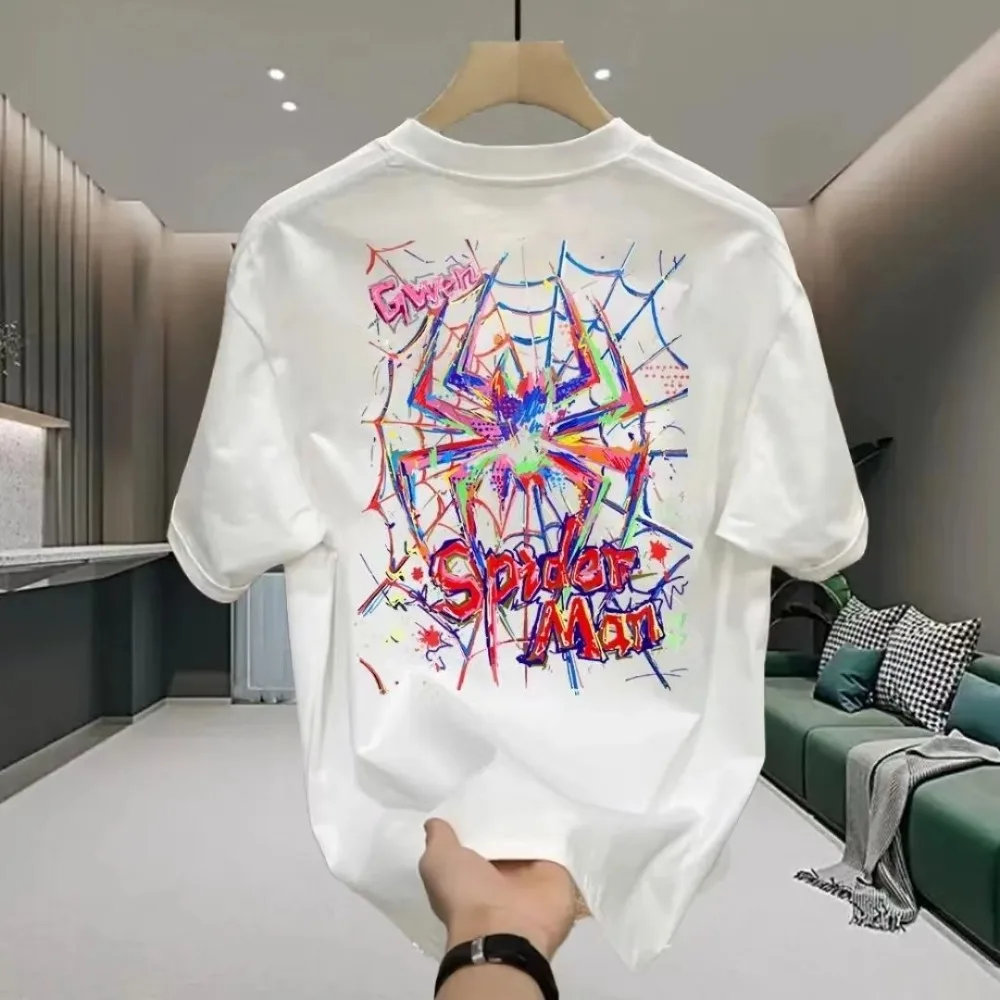 

Trendy Brand Heavy Cotton Round Neck Printed T-shirt Men's and Women's Summer Fashion Versatile Ins Trend Loose Large Size Top