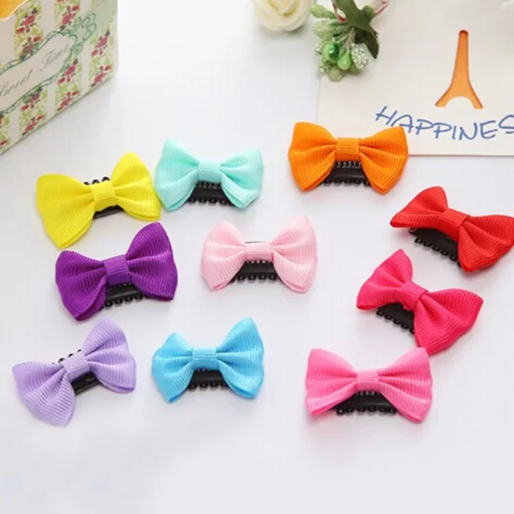 10/20Pcs Candy Color Baby Mini Small Bow Hair Clips Safety Hair Pins Barrettes for Children Girls Kid Hair Accessories Wholesale