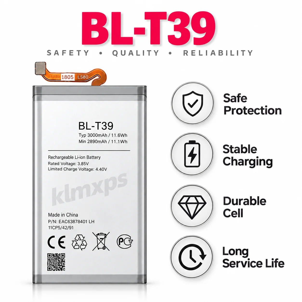 Premium Replacement Battery BL-T39 3000mAh For LG G7 ThinQ G7+ Q7 LM-G710 BLT39 Phone Repair Battery With Free Tool Kit view 5