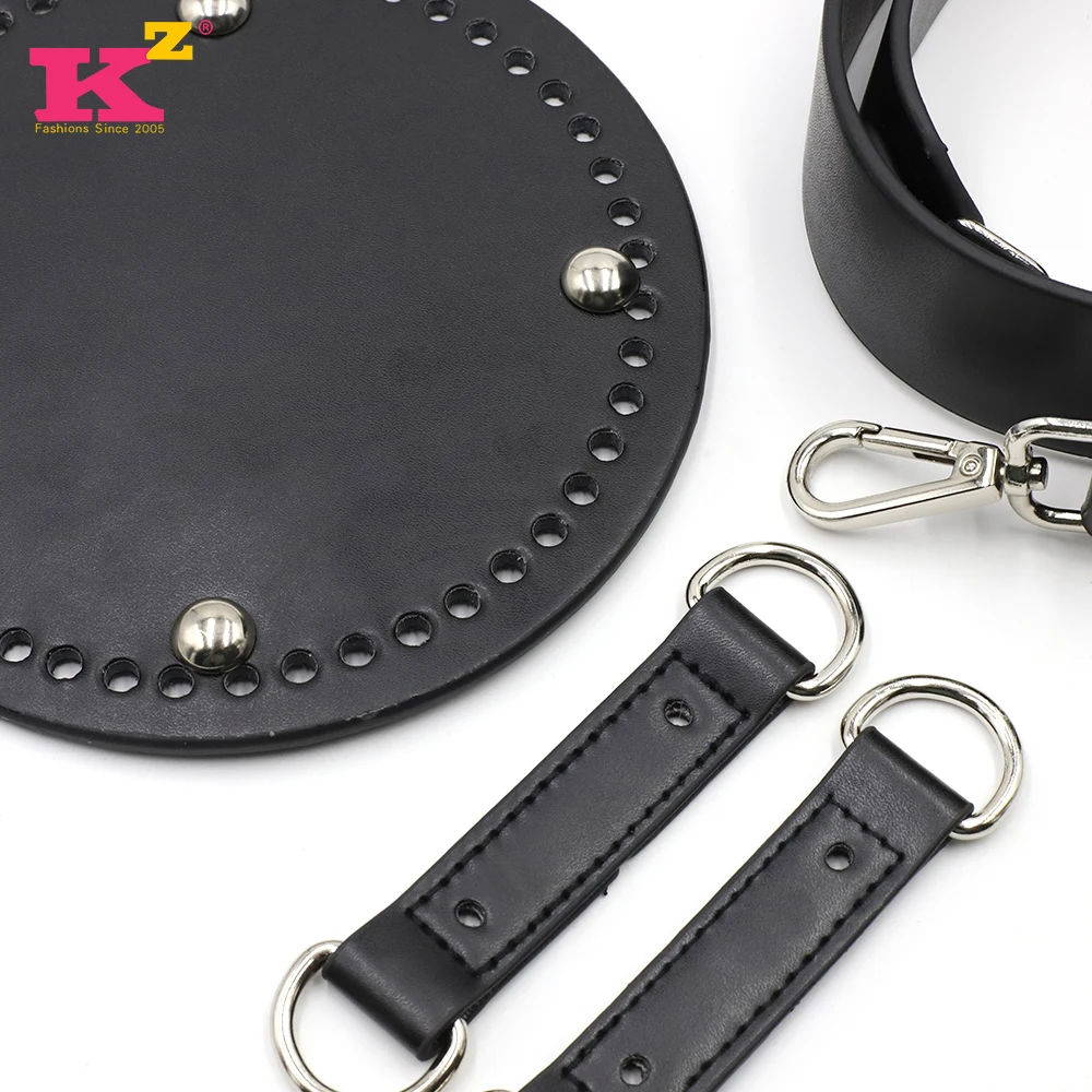 Handmade Weave Bucket Bag Set Leather Wide Bags Strap Bottoms with Hardware for Women DIY Handbag Purse Making Accessories
